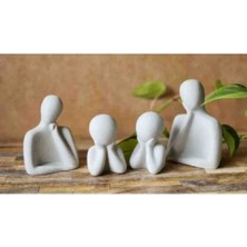 Hbnc Dekoratif Taştozu 4’lü Aile Set – 2 Çocuklu Figürler