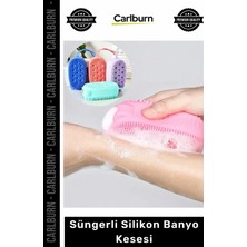 Carlburn Özel Üretim Çift Taraflı Vücut Peeling Masaj Fırçası Yumuşak Lifli Süngerli Silikon Banyo Kesesi