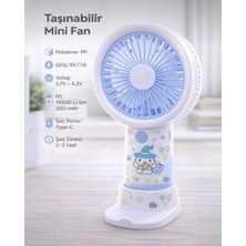 Kılıf House Sevimli Karakter Tasarımlı Telefon Standlı 300 Mah Şarjlı Taşınabilir El Fanı Mini Vantilatör
