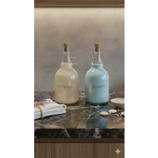 PremiumPort Cam Deterjan ve Yumuşatıcı Şişesi Seti, Mantar Kapak, 1000 ml
