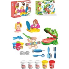 Toysnet Oyuncak Dino Dişçi Oyun Hamuru Set Kuaför Hamur Set 2in1