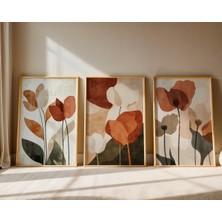 Handanca Ahşap Çerçeveli 3 Lü Soyut Tablo Home Ev Salon Oturma Odası Yatak Odası Balkon Dekor Qmrc