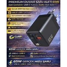 Kılıf House 65W Gan Hızlı Şarj Aleti Dahili Type-C Kablolu Pd Qc Çift Portlu Laptop iPhone Uyumlu Adaptör