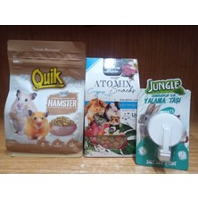 Quik Hamster Yemi 500 Gr+Jungle Yalama Taşı+Natura Plan Kemirgenler Için Atıştırmalık 250 Gram