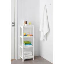 PremiumPort Beyaz 4 Katlı Çok Amaçlı Plastik Mutfak ve Banyo Köşe Rafı