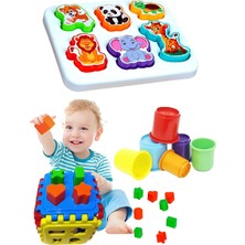 Toysnet Sevimli Hayvanlar Bultak + Silindir Kule + Bul Tak Puzzle Eğitici Zeka Geliştirici Set