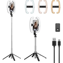 Kılıf House 138 cm Rgb Halka Işık 1200 Mah Şarjlı Bluetooth Kumandalı Tripod Selfie Çubuğu