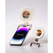 Kılıf House Ayna Tasarımlı Ring Light Selfie Işığı 750 Mah Şarjlı Klipsli Makyaj ve Canlı Yayın Işığı