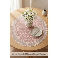 Rona Home 60 cm Pembe Runner, Fransız Güpür Detaylı Şık