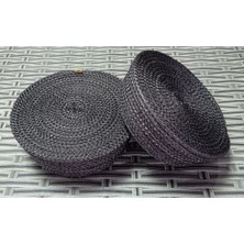 PremiumPort Yuvarlak Hasır Sepet 26X7CM, Kapaklı, Antrasit Renk, Kordonsuz, Şık Tasarım