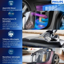 Philips Marathon Ultimate Toz Torbasız Elektrikli Süpürge, 899W, Powercyclone 10, Süper Turbo Fırça, Sert Zemin Başlığı, XB9155/07