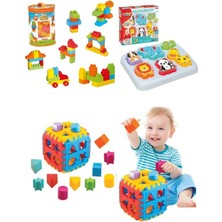 Toysnet Sevimli Hayvanlar Bultak + 62 Parça Multi Blok + Bultak Puzzle 3lü Set
