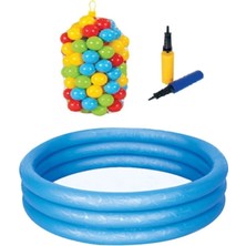 Toysnet Eğitici Oyun Seti 122*25 3 Boğumlu Havuz 100 Adet 6cm Havuz Topu ve Havuz Şişirme Pompası