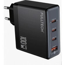 Kılıf House 100W GaN Hızlı Şarj Aleti 4 Portlu 3x Type-C + USB PD Laptop MacBook iPhone Uyumlu Adaptör