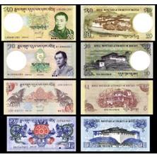 3Alp Koleksiyon Bhutan 1-5-10-20 Ngultrum 4 Lü Set, Kağıt Para Çil (Unc) Koleksiyon Para