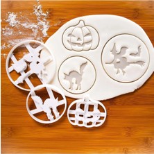 Hobist Halloween Cadı Kedi ve Balkabağı Üçlü Kurabiye Kalıbı ve Şeker Hamuru Kalıbı Seti