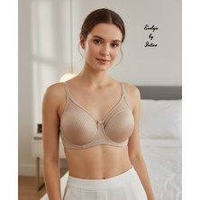 Intive Lingerie Evelyn Parlak Saten Çizgi Detaylı C Cup Balenli Desteksiz Önü Tül Detaylı Şık Sütyen