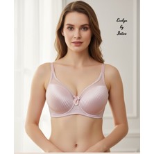 Intive Lingerie Evelyn Parlak Saten Çizgi Detaylı C Cup Balenli Desteksiz Önü Tül Detaylı Şık Sütyen