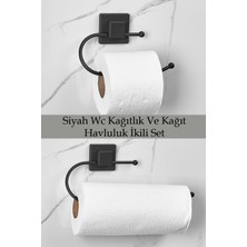 PremiumPort Siyah Kare Tuvalet Kağıtlığı ve Kağıt Havluluk Seti, Şık ve Fonksiyonel