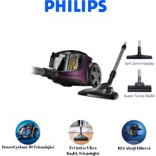 Philips Marathon Ultimate Toz Torbasız Elektrikli Süpürge, 899W, Powercyclone 10, Süper Turbo Fırça, Sert Zemin Başlığı, XB9155/07
