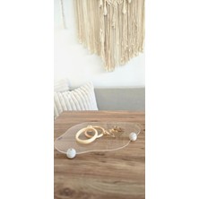 PremiumPort Şık 30X19 cm Akrilik Sunum Tablası, Ahşap Ayaklı, Çok Amaçlı Kullanım