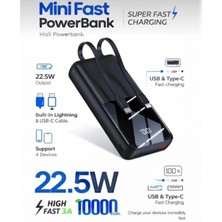 Kılıf House 10.000 Mah 22.5W Hızlı Şarjlı Kendinden Kablolu Dijital Mini Powerbank Taşınabilir Şarj Cihazı