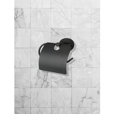 Paslanmaz Siyah Wc Kağıtlık Geniş Kapaklı Tuvalet Kağıtlığı Modern Stil ve Kolay Temizlik