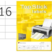 8726 Evrensel Etiketler Dın A4, 63,5 x 72 mm Kendinden Yapışkanlı, Basılabilir, 100 Yaprak, Kalıcı Yapışkanlı, Mat Beyaz 105 x 37 mm