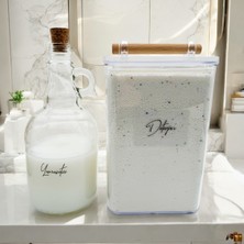 PremiumPort Ahşap Kulplu Deterjan ve Yumuşatıcı Kavanozu, Şeffaf Etiketli, 2000ML ve 1000ML