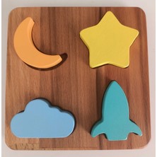 Kikadu Montessori Uzay Macerası Ahşap Şekil Eşleştirme Oyuncağı