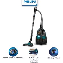 Philips Marathon Ultimate Toz Torbasız Elektrikli Süpürge, 899 W, Powercyclone 10, Triactive Ultra LED Başlık, Power Max Sensör, XB9185/07
