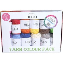 Hello %100 Cotton 12'li Karışık Renk Örgü Ipi Seti - Assortment Örgü Ipi