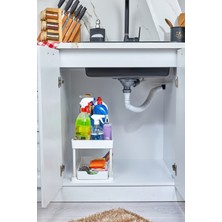 PremiumPort Beyaz 2 Katlı Sürgülü Dolap, Mutfak ve Banyo Için Şık ve Kullanışlı