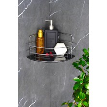 PremiumPort Krom Tel Kristal Raflı Köşe Şampuanlık, Duş Için Şık ve Pratik Tasarım