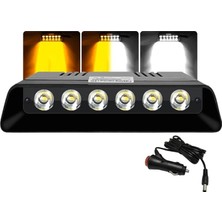 Beyaz 14 Mod 6 LED Flaş Araç Iç Dış Panel Çatı Ön Arka Cam Oto Çalışma Lambası S6 Işık Çubuğu Spot Vantuzlu Pod Drl Çakmaklık Girişli Acil Ikaz Sinyal Polis Çakar Gece Gündüz Çalışan Lamba