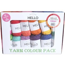 Hello %100 Cotton 12'li Karışık Renk Örgü Ipi Seti - Vıbrant Örgü Ipi