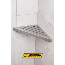 PremiumPort Paslanmaz Çelik Banyo Köşe Rafı Gizli Askılı Vidalı Montaj