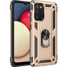 Motto Ticaret Newface Samsung Galaxy A02S Kılıf Sofya Yüzüklü Silikon Kapak - Gold