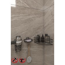 PremiumPort Pratik 3'lü Banyo Seti: Raf, Sabunluk ve Kare Fön Organizerleri