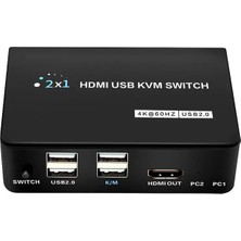 Motto Ticaret Powermaster PM-11789 4K HDMI USB Kvm Switch 2x1