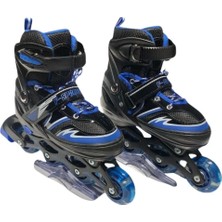 Furkan Toys F-Sports Black Ayarlanabilir Işıklı Paten FR38517/M 34-37 Numara Siyah Mavi