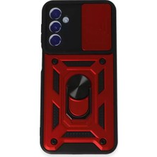 Motto Ticaret Newface Samsung Galaxy M34 5g Kılıf Pars Lens Yüzüklü Silikon - Kırmızı