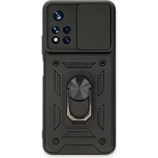 Motto Ticaret Newface Xiaomi Redmi Note 11T Kılıf Pars Lens Yüzüklü Silikon - Siyah