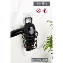 PremiumPort Saç Kurutma Makinesi Askısı, Siyah, Güçlü ve Kolay Asma Çözümü