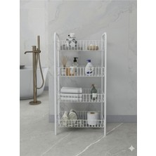 PremiumPort 4 Katlı Metal Banyo Rafı, Çok Amaçlı ve Şık Düzenleyici (80X40X23 Cm)