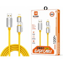 Yiğit Elektronik 34 Hı-Link Hızlı Şarj ve Data Aktarma Kablosu 67W -33W  4 In 1 20 cm
