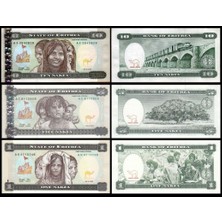 3Alp Koleksiyon Eritre 1-5-10 Nakfa 3 Lü Set, Kağıt Para Çil (Unc) Koleksiyon Para