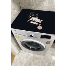 PremiumPort Siyah Baskılı Çamaşır Makinesi Koruyucu Örtüsü, Koruma ve Şıklık