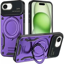 Motto Ticaret Newface Iphone 16E Kılıf Joy Lens Standlı Kapak - Mor