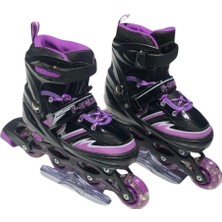 Furkan Toys F-Sports Black Ayarlanabilir Işıklı Paten FR38507/S 30-33 Numara Siyah Mor